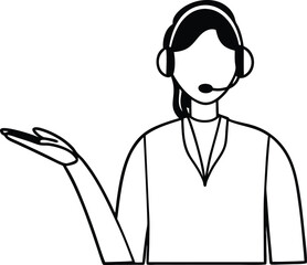 Customer Support Icon Silhouette with Headset