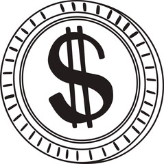Dollar Sign Icon Silhouette in Circle Shape