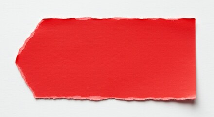 Red paper cutout on white background isolated texture