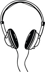 Headphones Silhouette Icon, Audio and Call Support Symbol