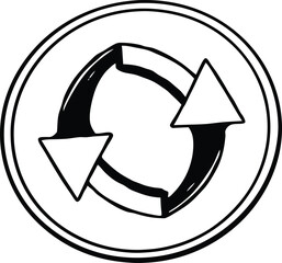 Loading Sync Icon Silhouette with Spinning Arrows