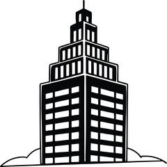 Office Building Icon Silhouette, Corporate Tower