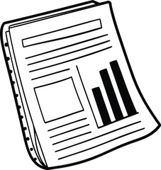 Business Report Silhouette Icon with Graph Chart
