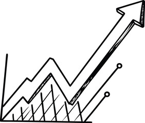Rising Arrow Silhouette Icon with Growth Chart
