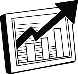 Rising Arrow Silhouette Icon with Growth Chart
