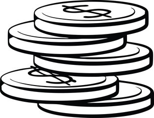Stacked Coins Silhouette Icon for Finance Concept