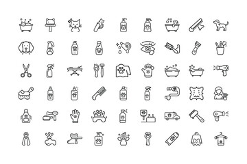 Pet Grooming Icons A Comprehensive Set of Essential Tools and Services for Animals