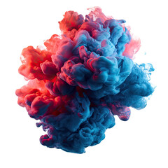 Vibrant swirling cloud of red and blue ink
