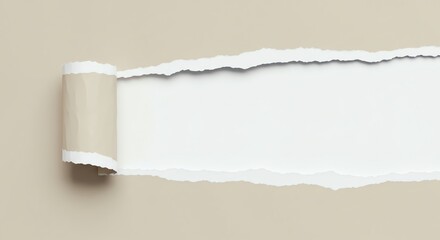 Torn paper revealing white space blank background