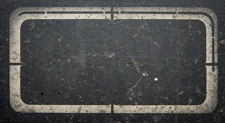 Worn asphalt road marking rectangle texture