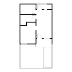 Black and White floor plan of a modern unfurnished house for your design. Suburban house vector blueprint. Architectural background.