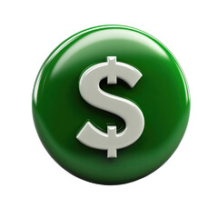 Green glossy button with a dollar sign