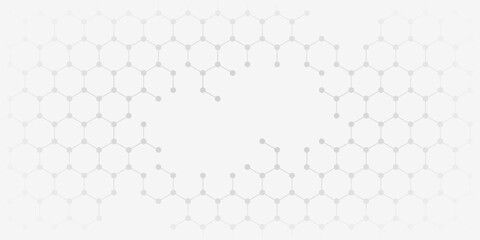 Abstract background of hexagons pattern and chemical engineering, genetic research, molecular structure. Vector illustration for innovation technology concept