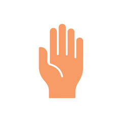 Orange open hand icon with five fingers against a white background display