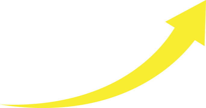 Bright yellow arrow showing upward growth and progress