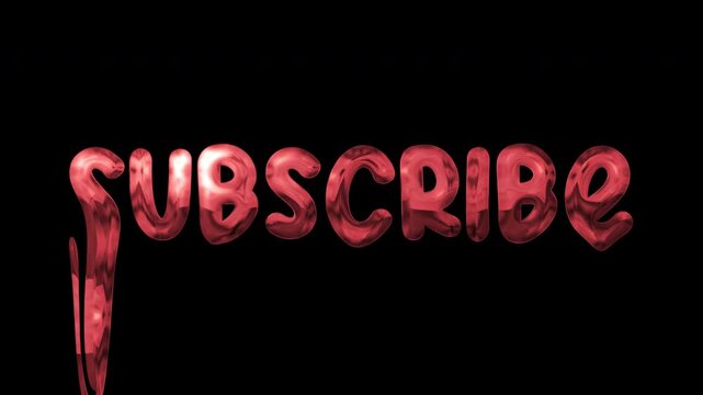 Text animation of subscribe in pinkish red glossy dripping letters. Suitable for social media posts, email campaigns, newsletters, and subscription related marketing materials. alpha channel