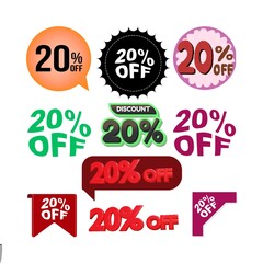 20% Off Discount Sale Promotional Graphics Collection - Various Styles and Shapes