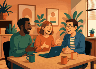 Designers Creative Gen z professionals working in design and digital content creation – flat illustration