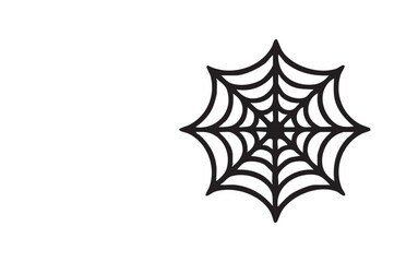 Black spider web icon with symmetrical design on white background representing Halloween, spooky themes, and arachnids