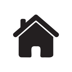 Simple black house icon on white background representing home or real estate concept