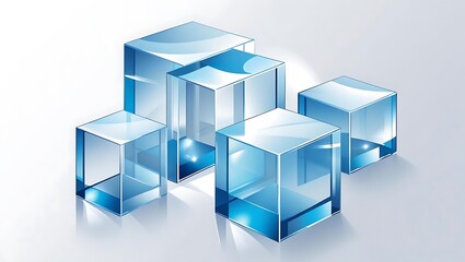 Obraz premium Group of transparent blue cubes with light reflections