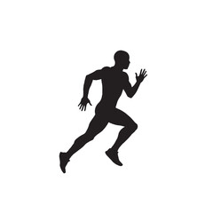 Runner Sprint Silhouette on White Background – Vector Illustration for Athletic Speed, Symbolic Drive, and Dynamic Motion Concepts