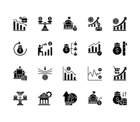 Macro Economy editable stroke icon set