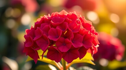 Fototapeta premium closeup of red hydrangea flowers