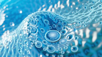 Bubbles in Blue: A mesmerizing macro shot captures the delicate dance of air bubbles suspended within a captivating blue liquid, evoking a sense of tranquility and the wonders of science. - Powered by Adobe