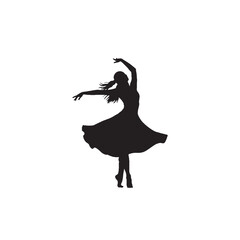Dancer Twirl Silhouette on White Background – Vector Illustration for Artistic Grace, Symbolic Motion, and Expressive Performance Concepts