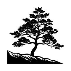 Obraz premium Silhouette of a beautiful tree vector illustration nature landscape design scenic element for print and web use