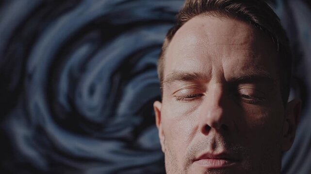 Unveiling Inner Truth Through Gaze: Studio Portrait of Man Opening His Eyes