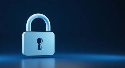 Blue padlock icon against dark background symbolizes security and protection