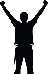 Vector art of a silhouette of a man with arms raised 