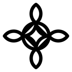 Black and white cross with four arms. The cross is a symbol of unity and strength