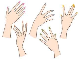 広告用美しい手のポーズとネイルデザイン