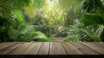 fundo de mesa de madeira e selva 