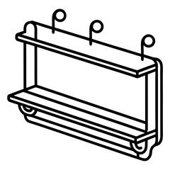 Wall Storage Rack Line Art Illustration