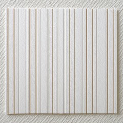 Close-up of a textured white wall panel with vertical grooves and subtle shadows on a wooden surface