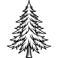 Obraz premium Winter Pine Outline Vector Design