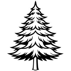 Winter Pine Outline Vector Design