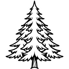 Obraz premium Winter Pine Outline Vector Design