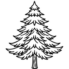 Obraz premium Winter Pine Outline Vector Design