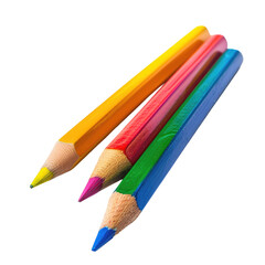 Fototapeta premium Three colorful pencils angled diagonally