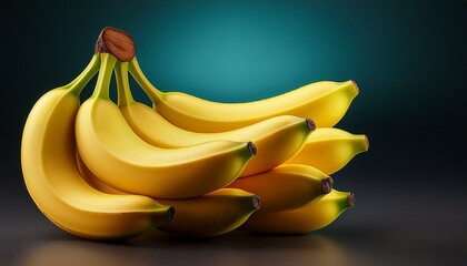 Generated imageYellow banana bunch with vibrant skin and clean background, ideal for nutrition campaigns, product packaging, and grocery visuals.