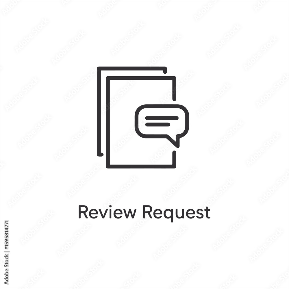 Poster vector art of icon representing a review request with a document and speech bubble
