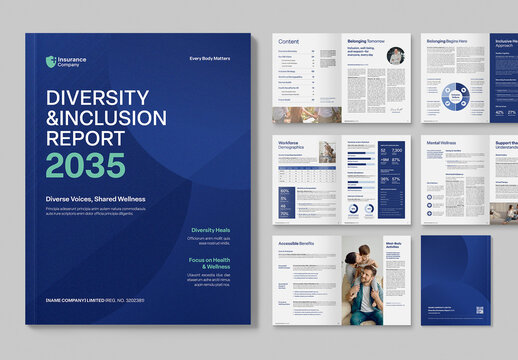 Diversity & Inclusion Report Template for Corporate Governance Brochures & Whitepaper Layouts