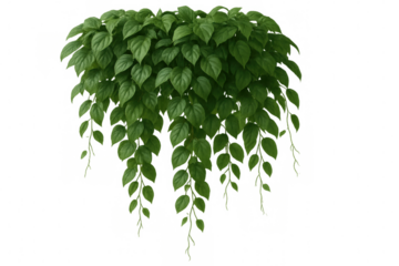 Realistic 3d rendering of a hanging vine plant with lush green leaves, isolated on a transparent background, perfect for architectural visualization or nature-themed designs