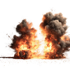 Powerful explosion with plumes of smoke and fire
