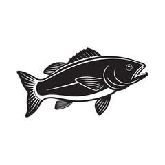 Fototapeta premium Cod fish silhouette vector illustration logo sticker